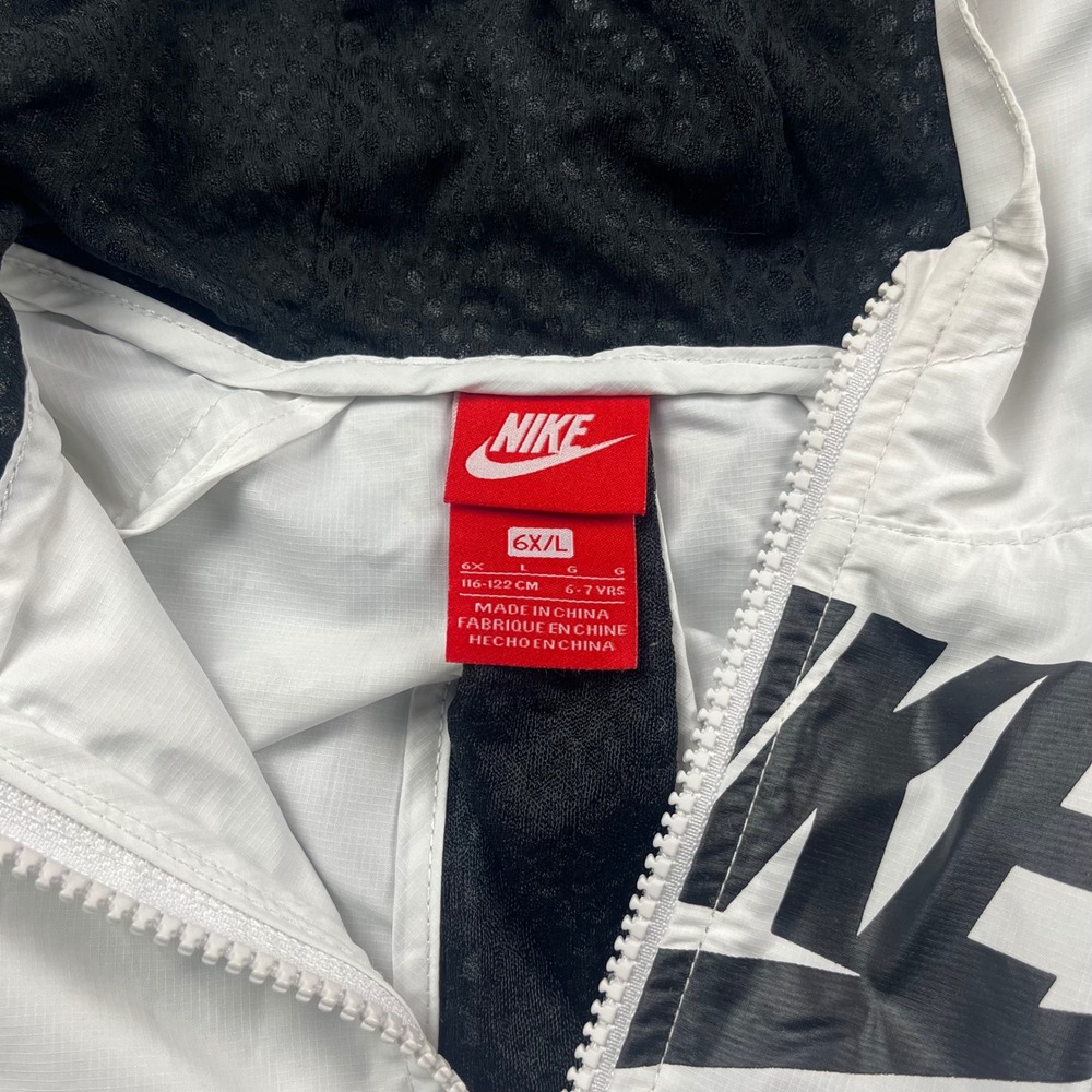 Nike Kids' White and Black Hooded Lightweight Jacket - Size 6X/L - Picture 3 of 7